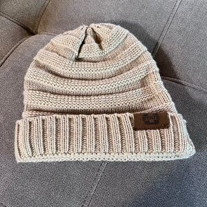 Beige-Brown Beanie with Utah State Logo